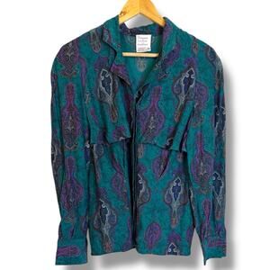 Vintage 80s Francesca of Damon Starington Silk Floral Button Front Blouse Size 6